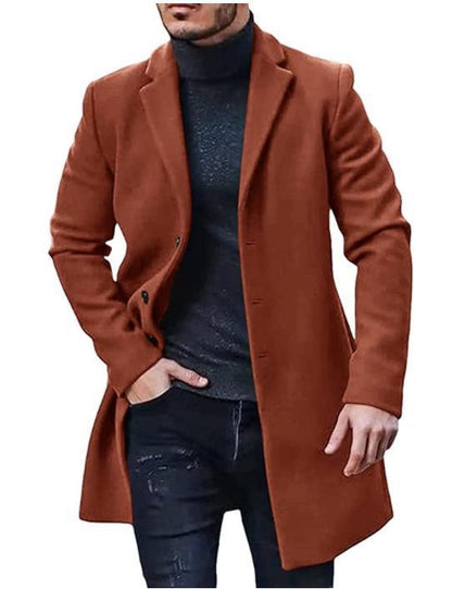 Herren Wintermantel Elegant Klassisch Schwarz
