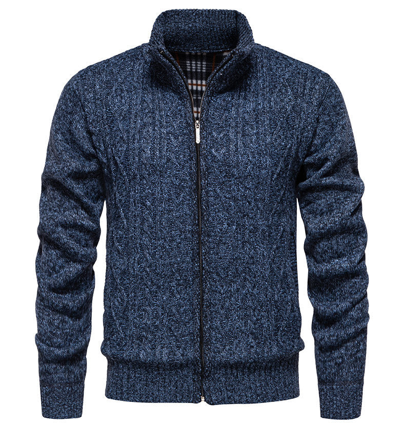 Herren Strickjacke Hochkragen Reißverschluss Sportlich