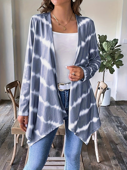 Lange Cardigan Offene Vorderseite Batik Muster Frauen