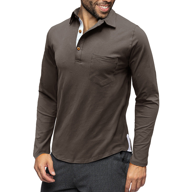 Slim Fit Poloshirt Langarm Baumwolle Elegant