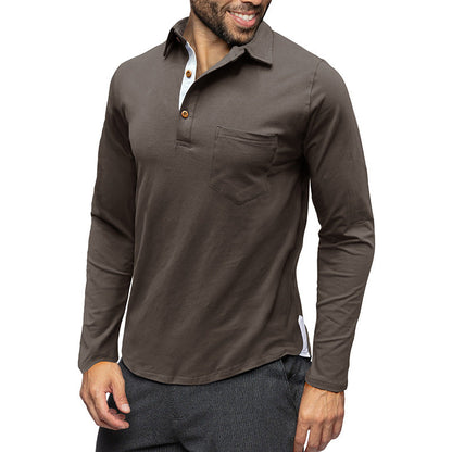 Slim Fit Poloshirt Langarm Baumwolle Elegant