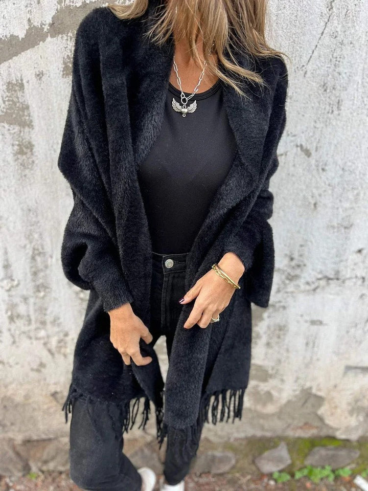 Weicher Damen Poncho mit Fransen Trendig Geschenk
