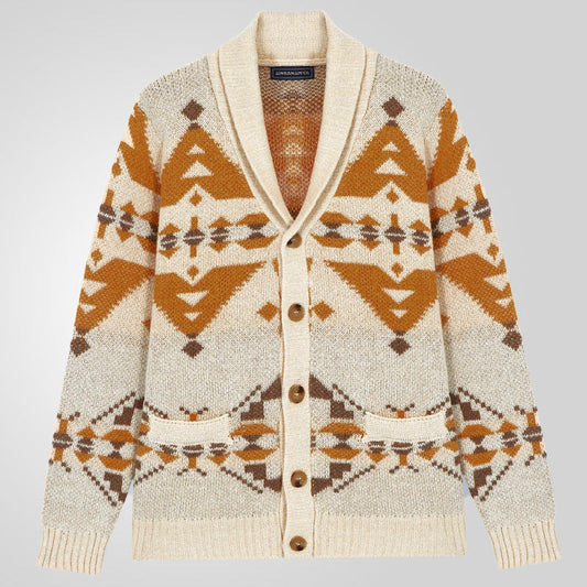 Herren Strickjacke Geometrisch Muster Weich Futter - IdealeKleiden