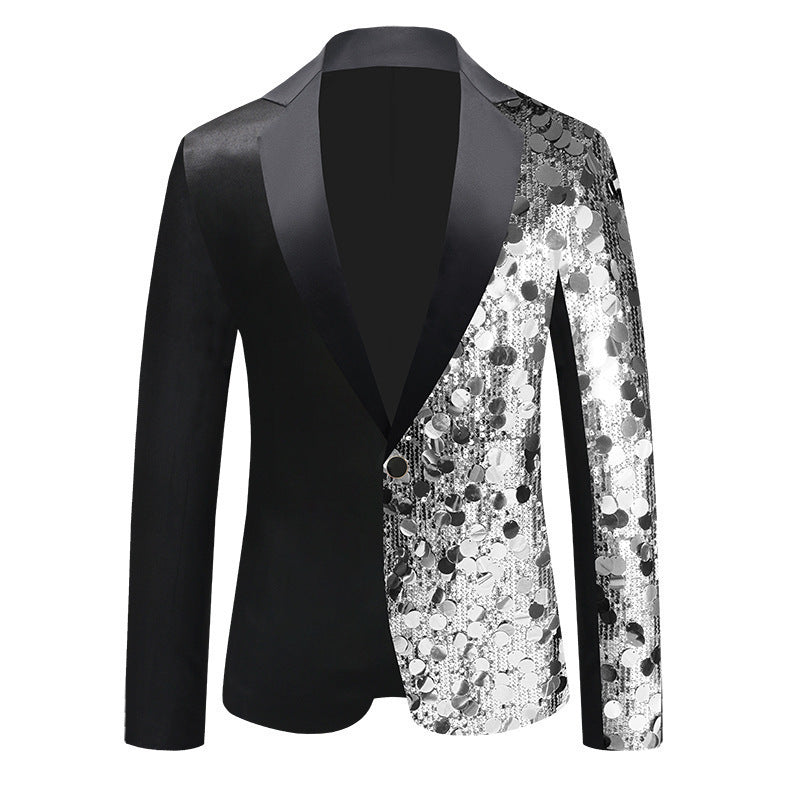 Damen Glitzerjacke Sequin Blazer Elegant Schmalkragen