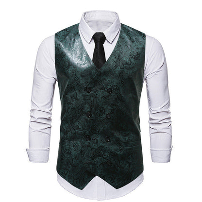 Herren Weste Elegant Blumenmuster Doppelknopf