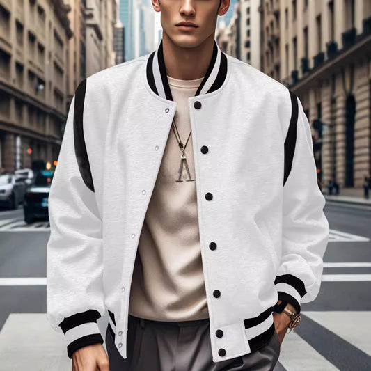 Herren Bomberjacke Sportlich Modern Kontrast Ärmel - IdealeKleiden