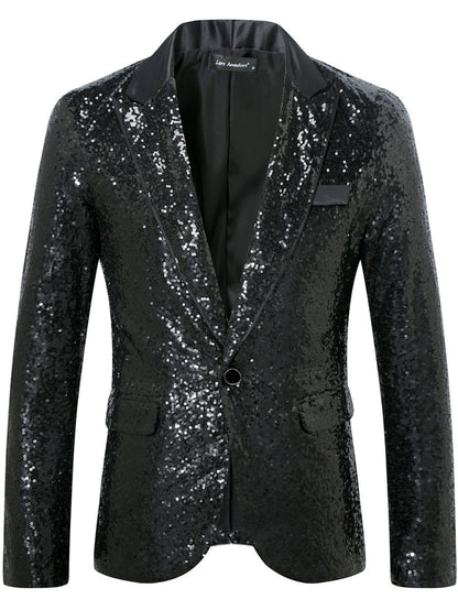 Herren Pailletten Blazer Elegant Abendwear
