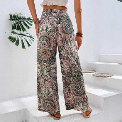 Damen Palazzo-Hose Elastisch Paisley Muster Comfort