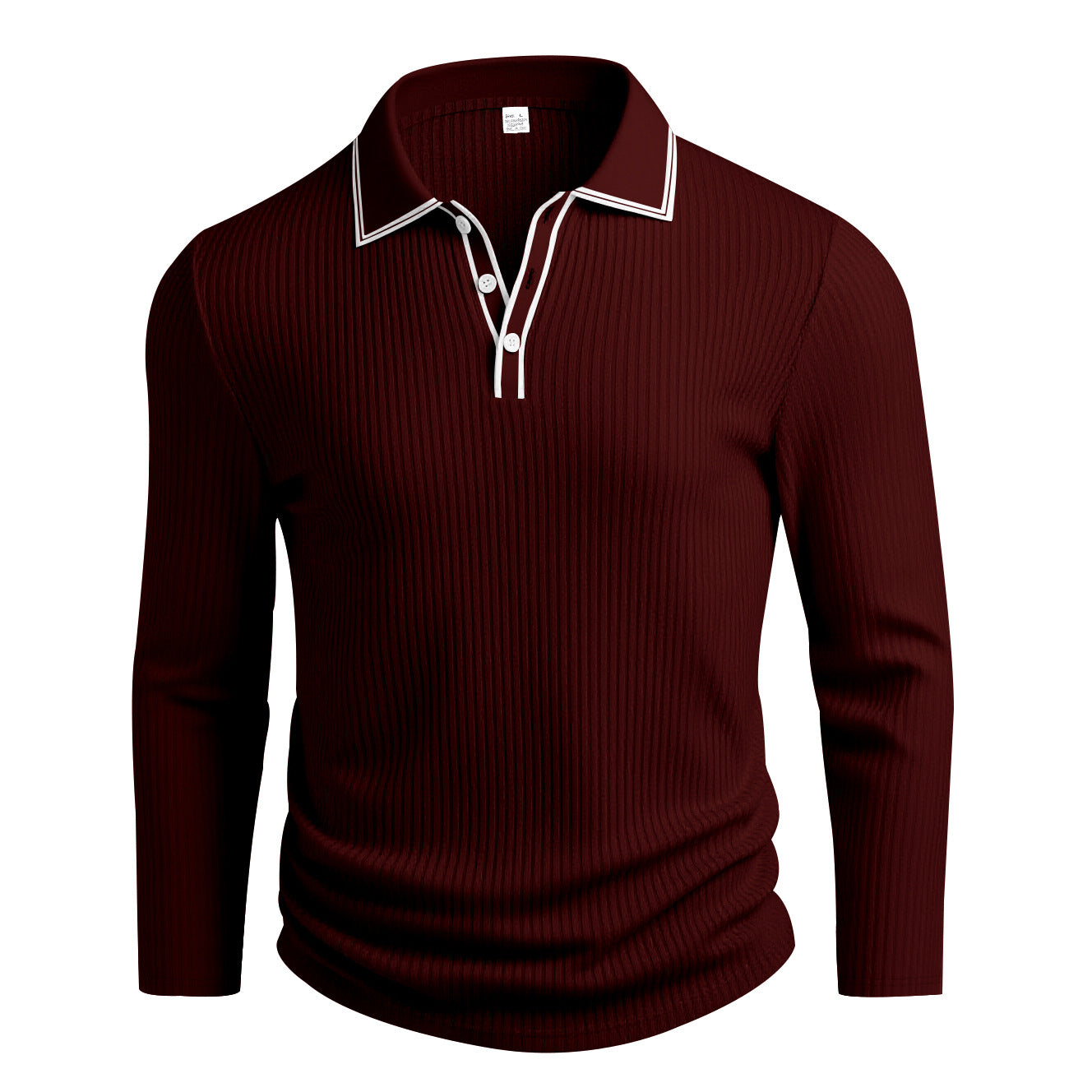 Herren Polohemd Langarm Elegant Struktur