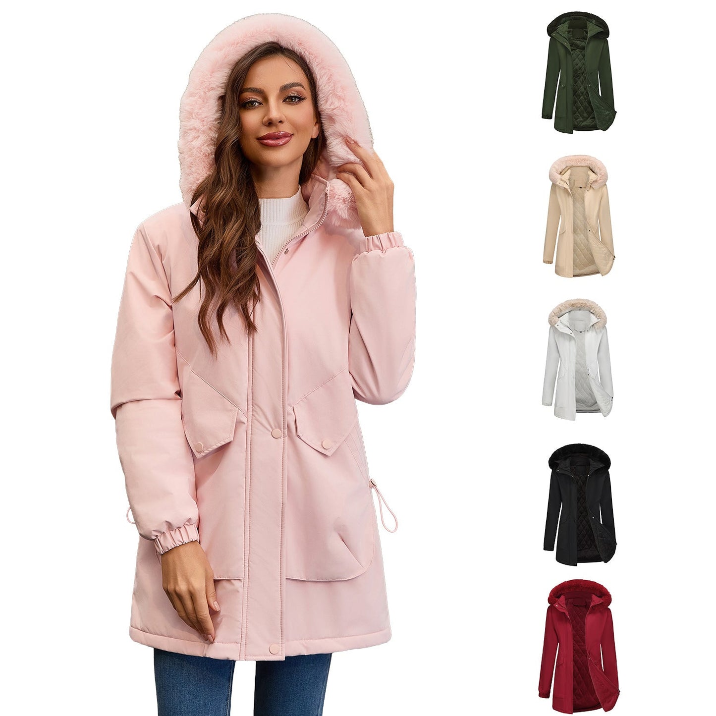 Damen Parka Jacke Wasserfest Kuschelkragen - IdealeKleiden