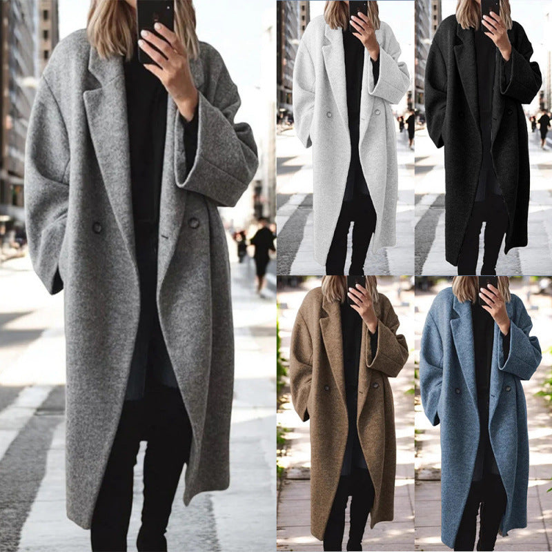 Damen Oversize Wollmantel Stilvoll Warm - IdealeKleiden