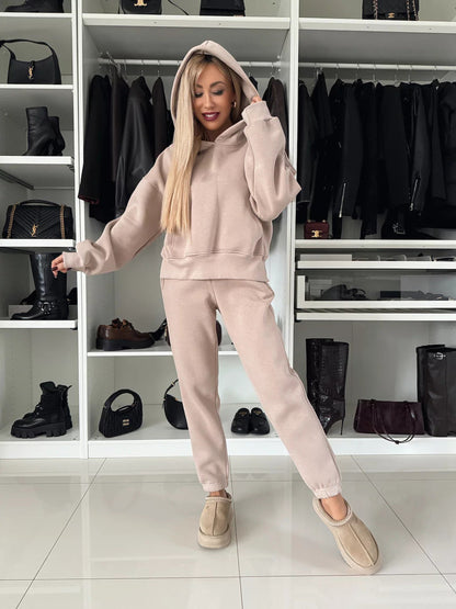 Damen Sportliche Loungewear Set Hoodie Jogginghose Weich Fleece