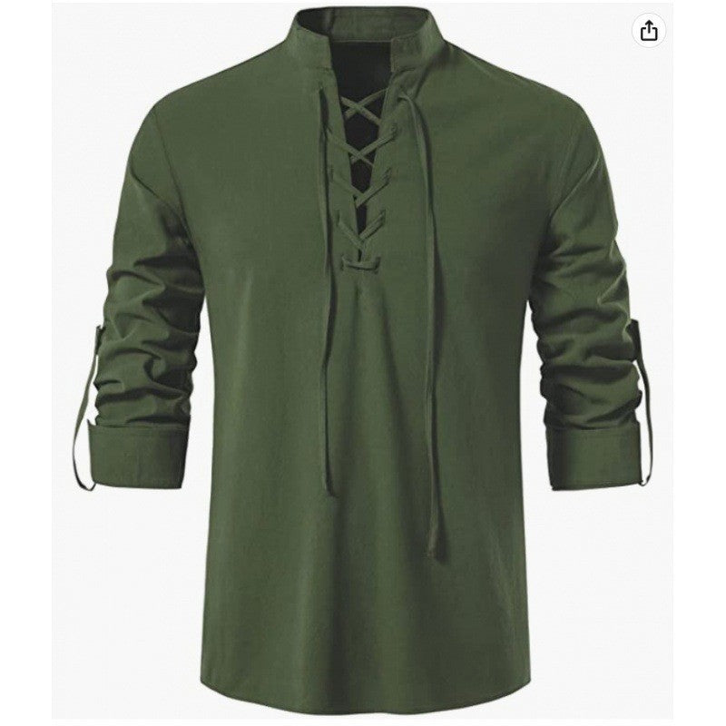 Herren Langarmshirt Lässig Schnüren