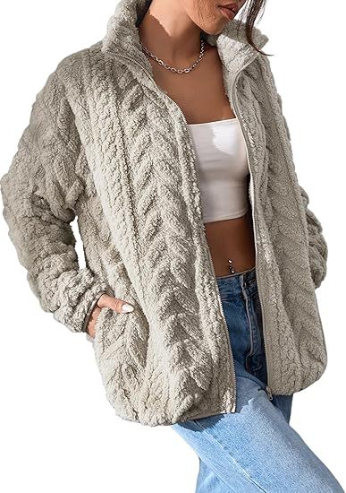 Damen Fleecejacke Oversized Weich Bequem