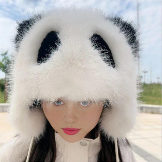 Damen Mütze Panda Weich Niedlich Ohrenschmuck - IdealeKleiden