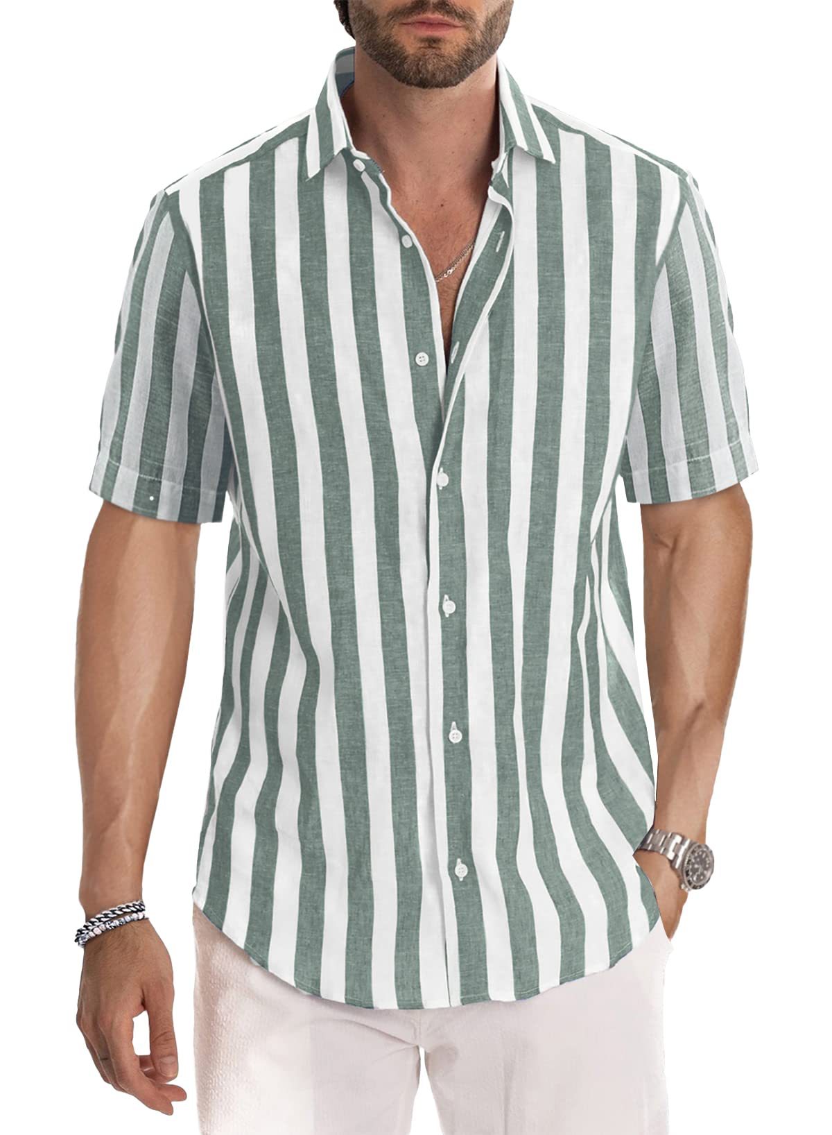 Herren Kurzarmhemd Streifen Modern Relaxed Fit