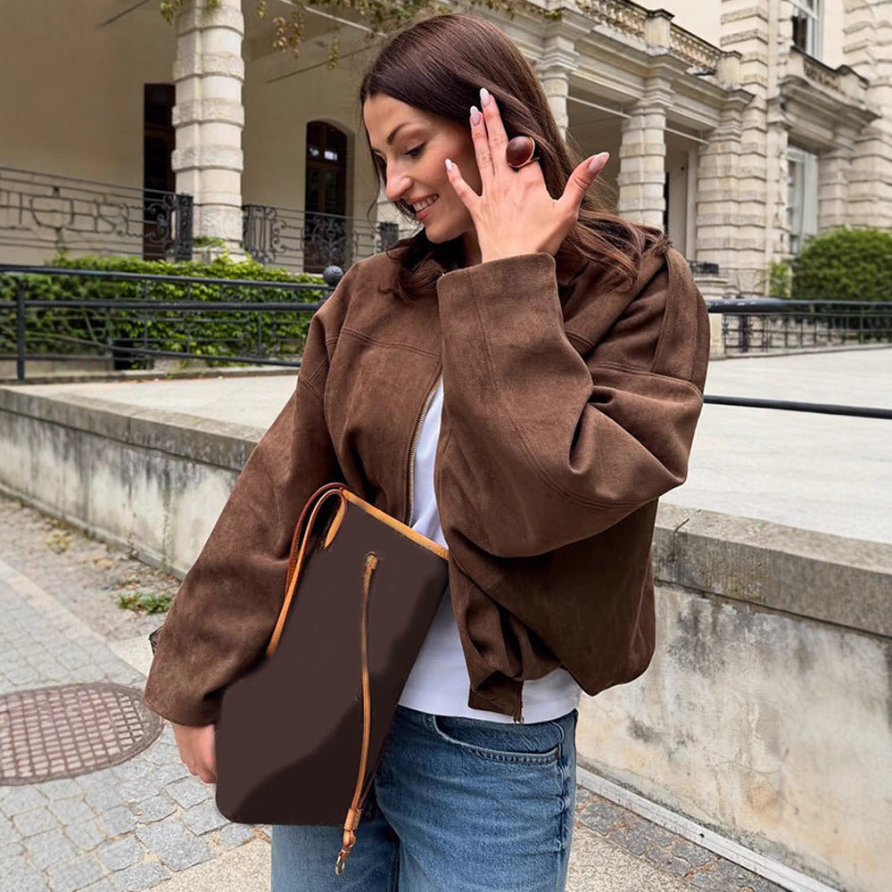 Damen Oversized Lederjacke Trendy Style - IdealeKleiden