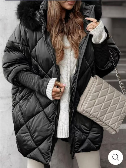 Damen Winterparka Steppjacke Abnehmbare Kapuze