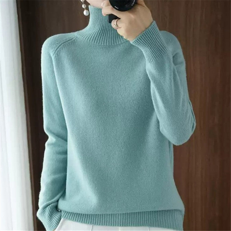Damen Merinowollpullover Weich Rollkragen Eleganz