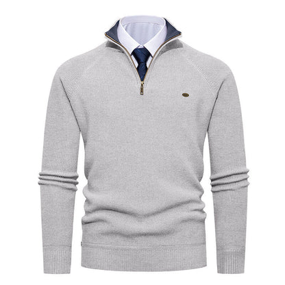 Herren Strickpullover Elegant Stehkragen Reißverschluss