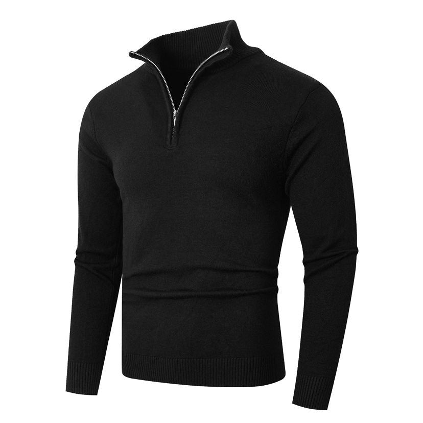 Herren Pullover Modern Halbzipper Strukturstoff