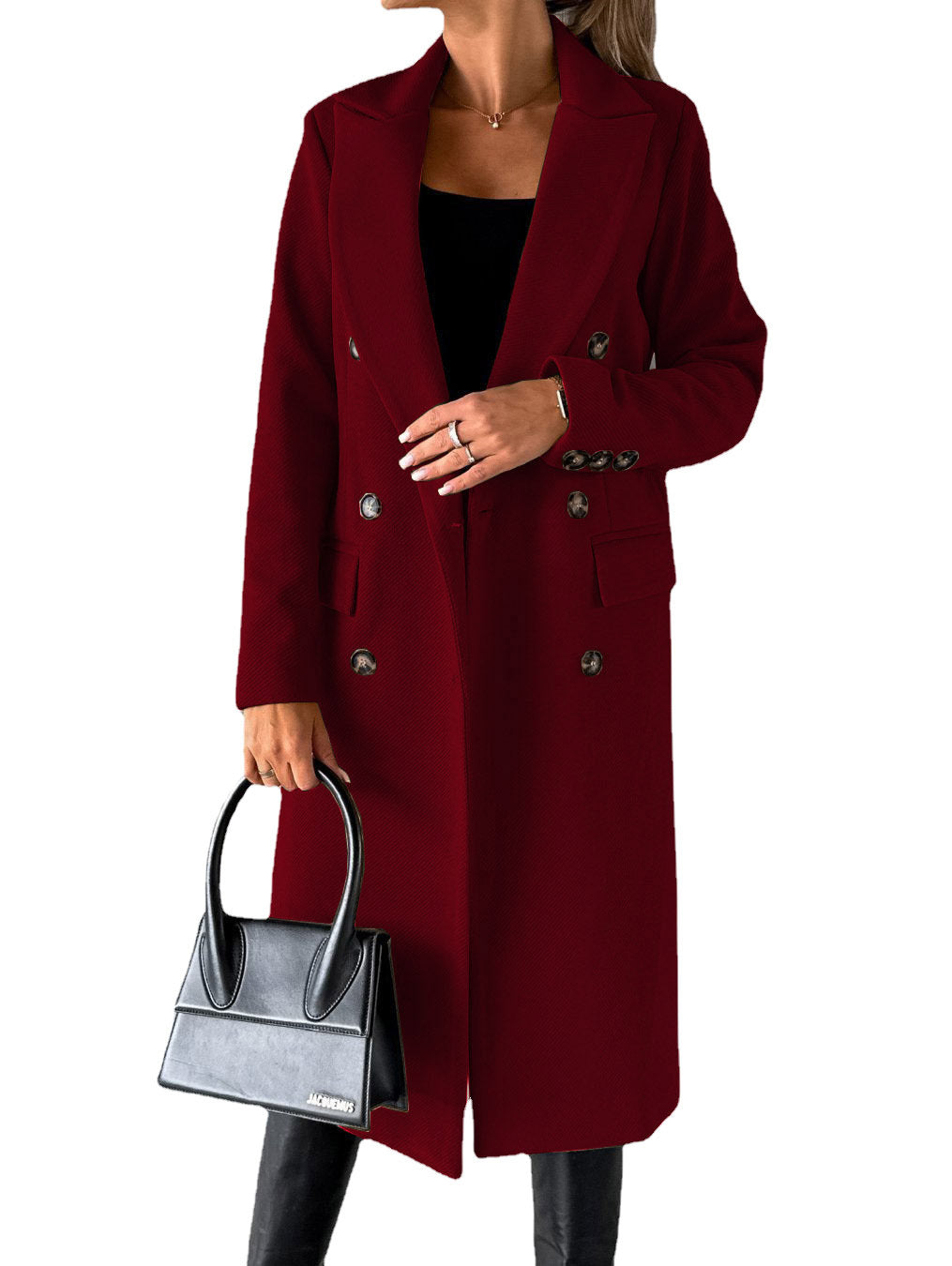 Damen Trenchcoat Klassisch Elegant Mit Taschen