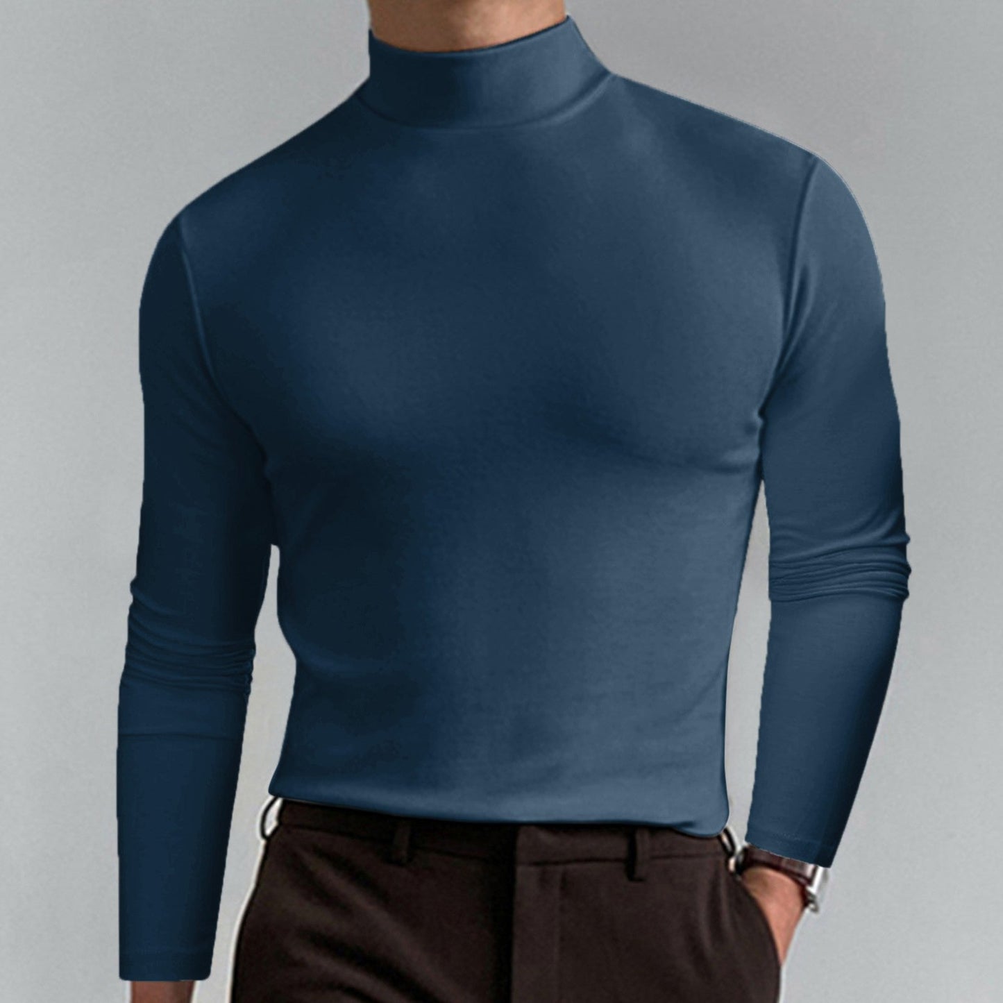 Herren Rollkragenpullover Weich Baumwolle Modern Style