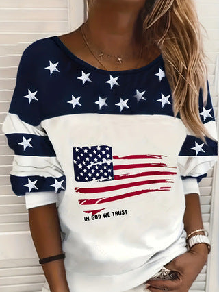 Damen Sweatshirt Amerika Flagge Style