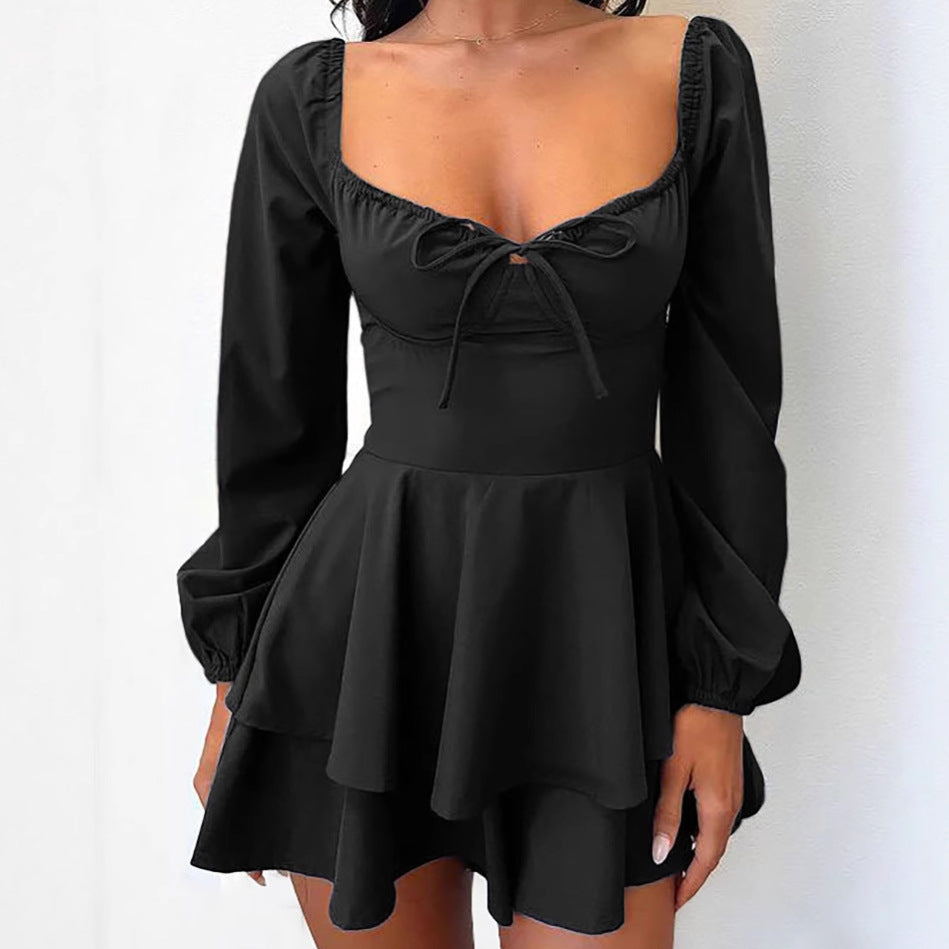 Damen Minikleid Rüschendekolleté Sommerkleid Chic