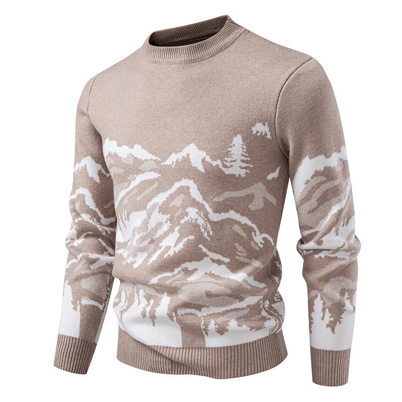 Herren Strickpullover Bergdesign Hochkragen Trendy