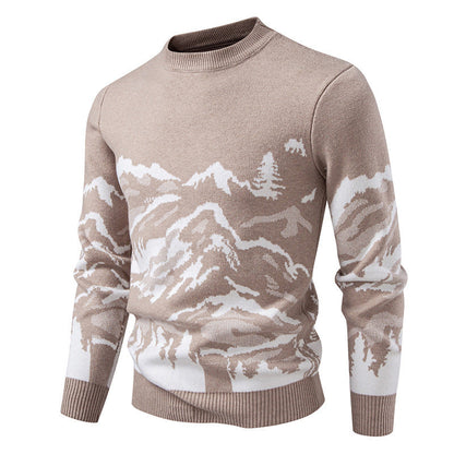 Herren Strickpullover Bergdesign Hochkragen Trendy