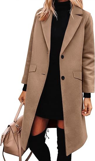 Damen Trenchcoat Elegant Lang Wollmantel Klassik