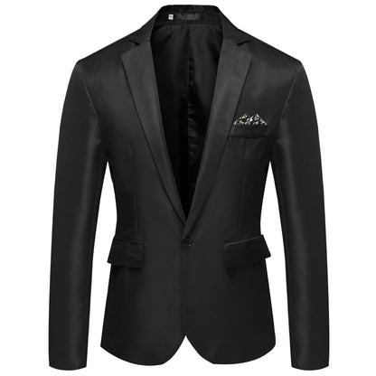 Herren Anzugjacke Elegant Schwarz Satin