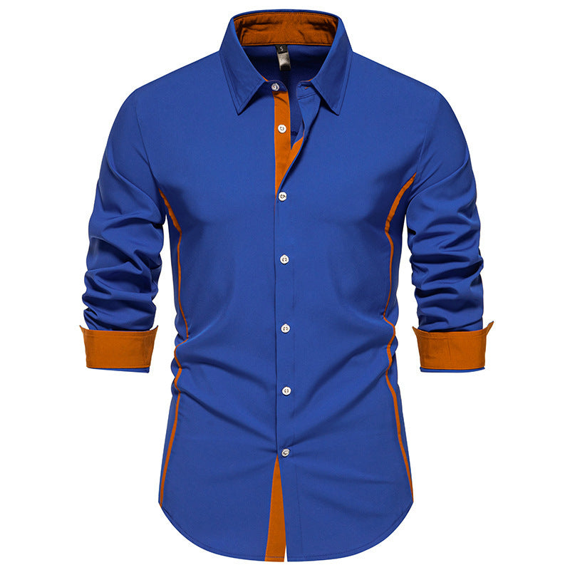 Herren Langarmhemd Modern Kontrast Details