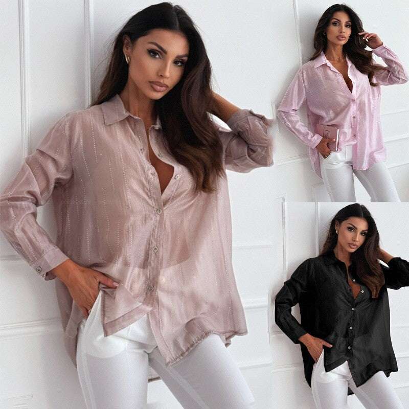 Damen Bluse Elegant Glanz Effekt - IdealeKleiden