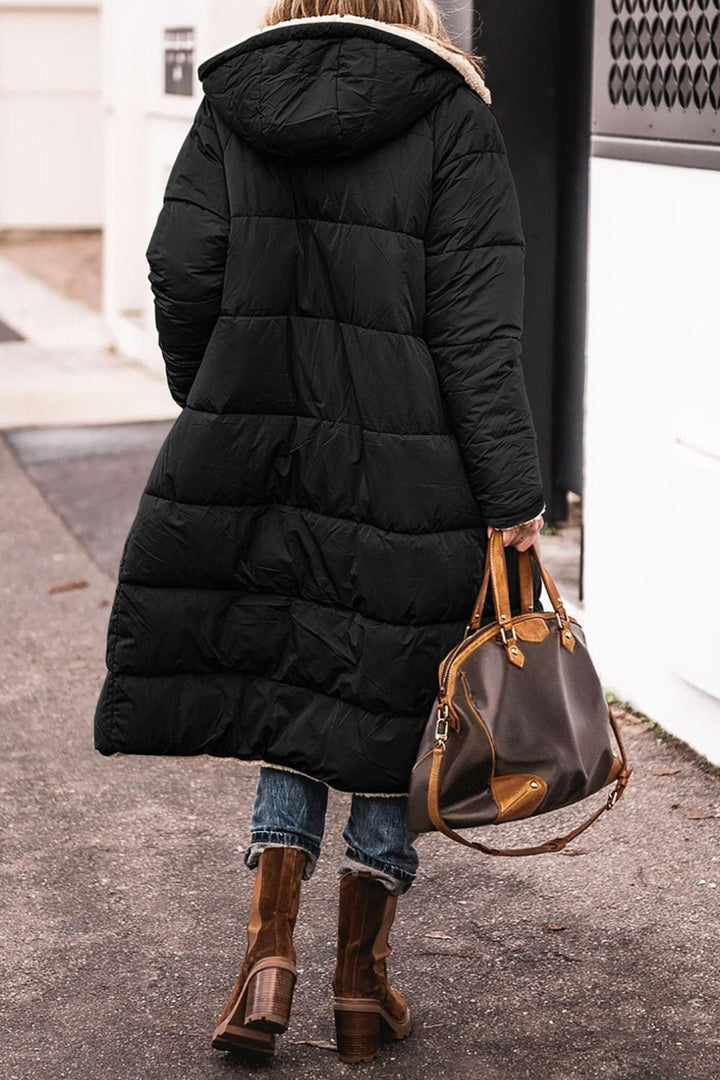 Langer Plüsch Wintermantel Elegant - IdealeKleiden