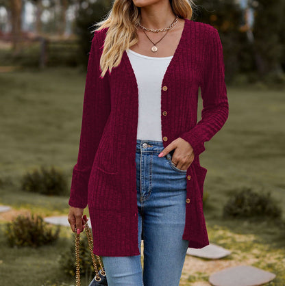 Damen Strickjacke Kuschelweich Mit Taschen Rippmuster