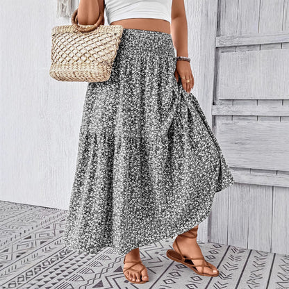 Damen Maxirock Floral Elegant Lang