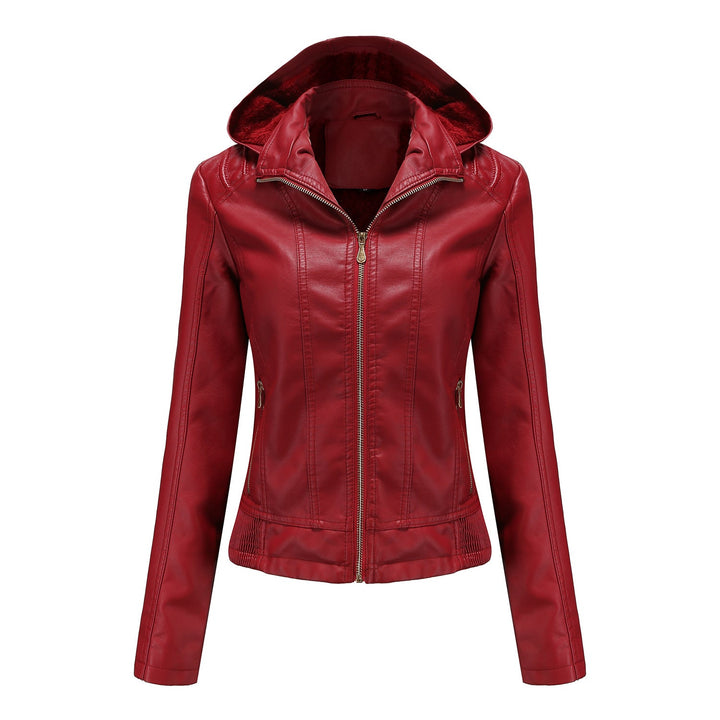 Damen Lederjacke Elegant Schnitt Mit Hochkragen