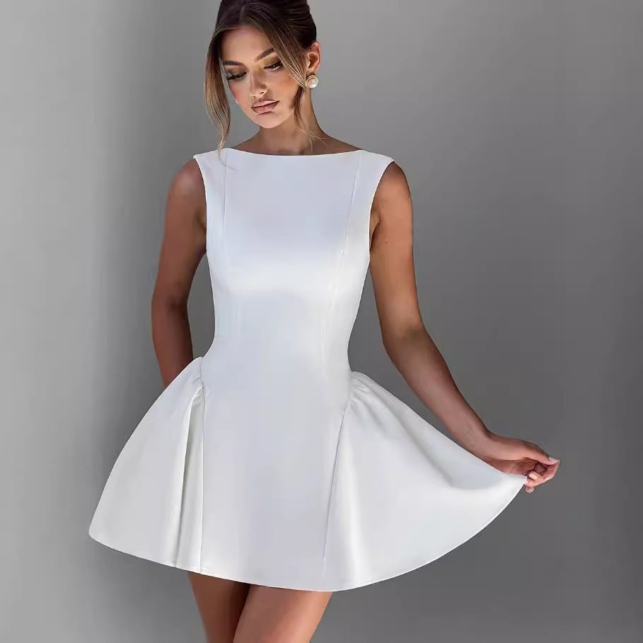 Damen Kleid Party Elegant Ausschnitt Schwingrock