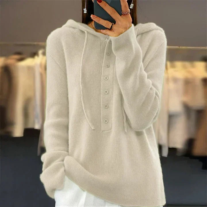 Kapuzenpullover Damen Locker Strick Design - IdealeKleiden