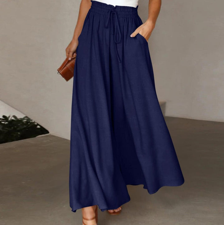 Damen Hose Elegant Weit mit Gummizug und Taschen