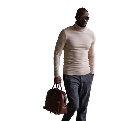 Herren Rollkragen Pullover Fein Strukturiert Elegantes Design