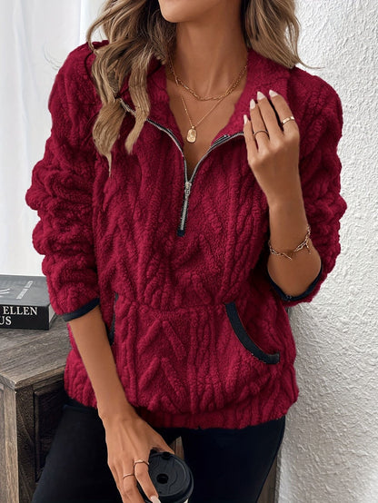 Damen Weicher Teddy-Pullover Hoher Kragen