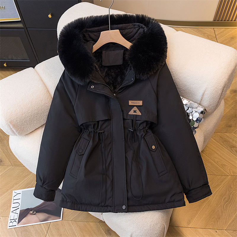 Damen Winterparka Warm Isoliert mit Abnehmbarem Faux-Fell-Kragen und Seiten-Taschen