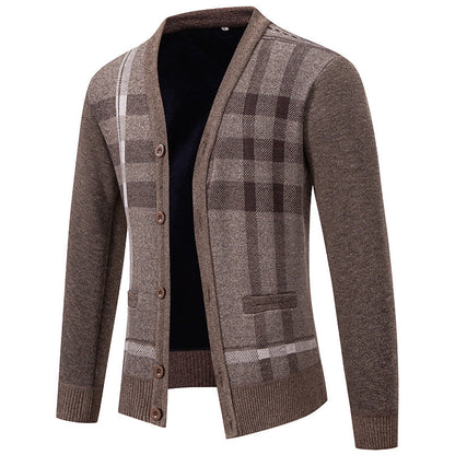 Herren Strickjacke Karo Muster Elegantes Design