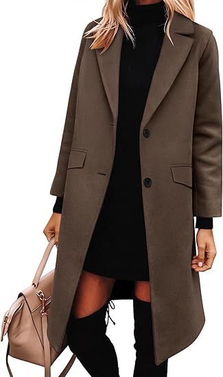 Damen Trenchcoat Elegant Lang Wollmantel Klassik