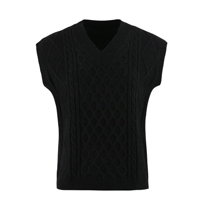 Damen Strickweste V-Ausschnitt Zopfmuster Elegante Kleidung