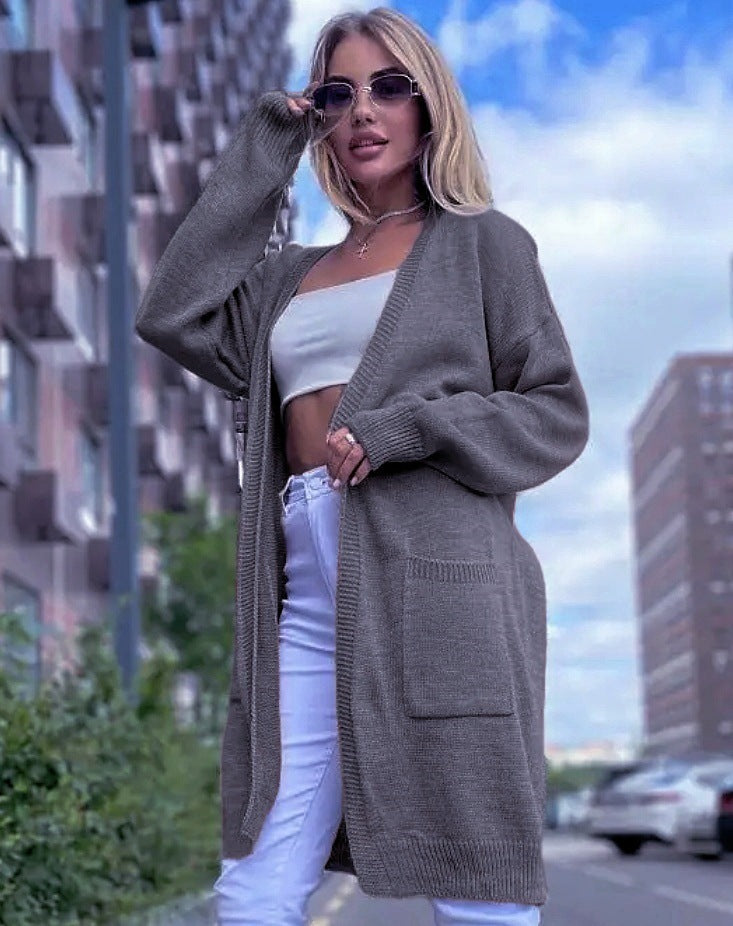 Damen Strickjacke Oversized Offene Front