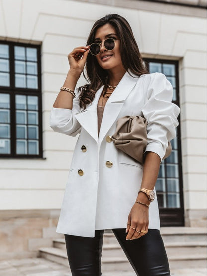Damen Oversize Blazer Elegant Mit Taschen